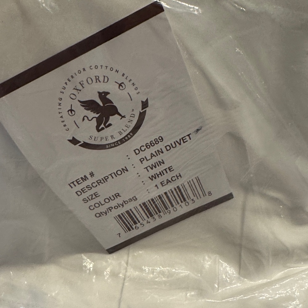 Oxford White Twin Duvet Cover